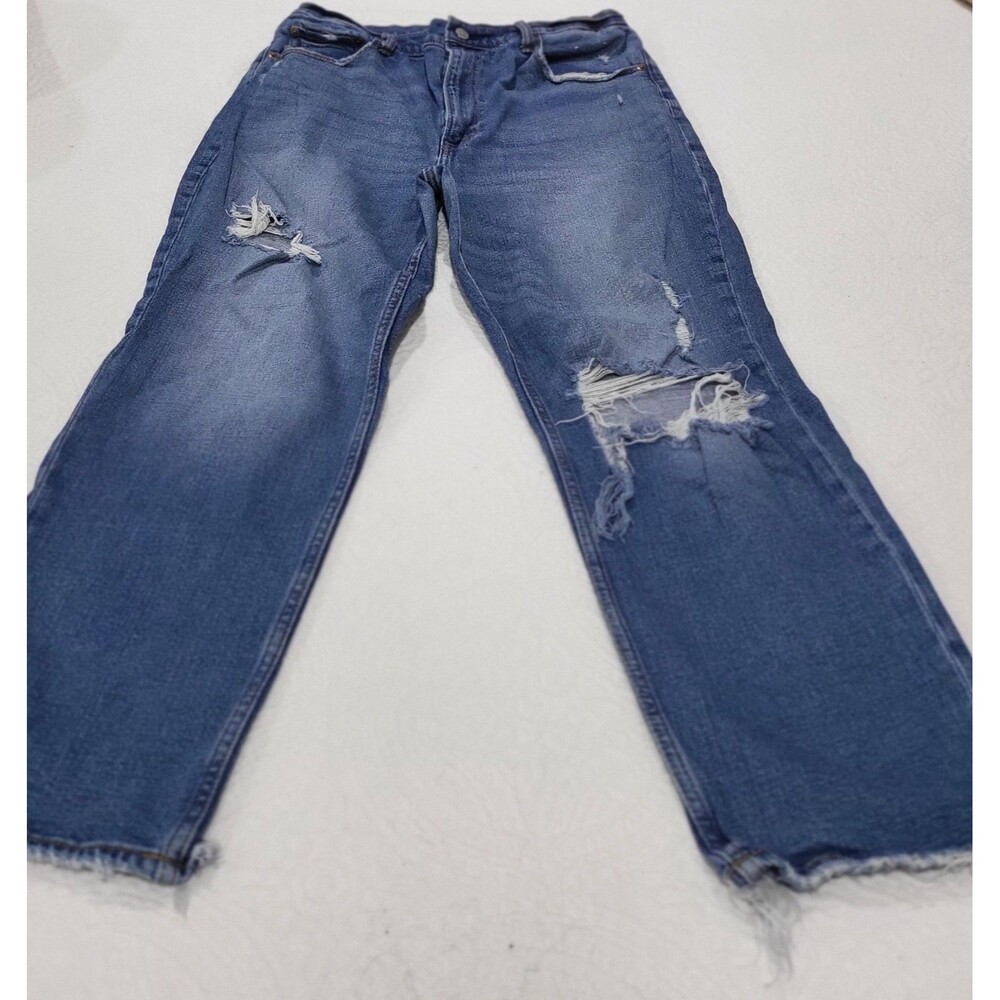 Abercrombie & Fitch The Ankle Straight Jeans 32/14R Ultra High Rise Distressed